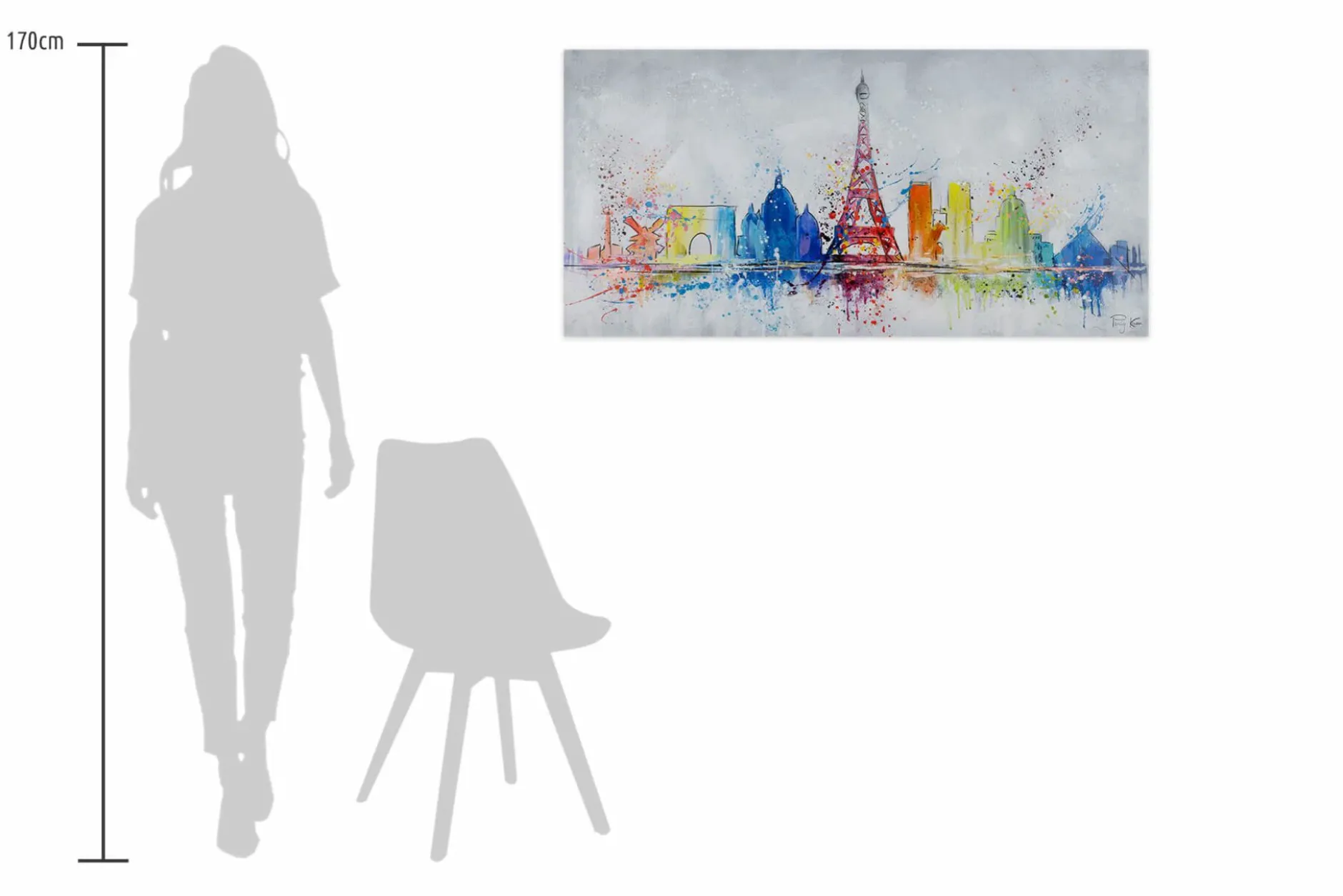 Handgemaltes Gemälde 'Eiffelturm voll Pracht' 120x60cm | inkl. Echtheitszertifikat