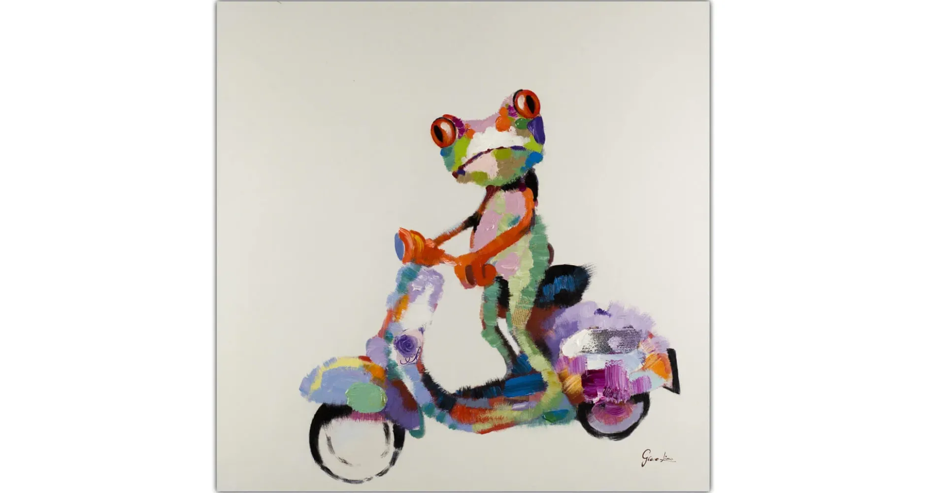 Handgemaltes Gemälde 'Ein Frosch in Rom' 80x80cm | inkl. Echtheitszertifikat
