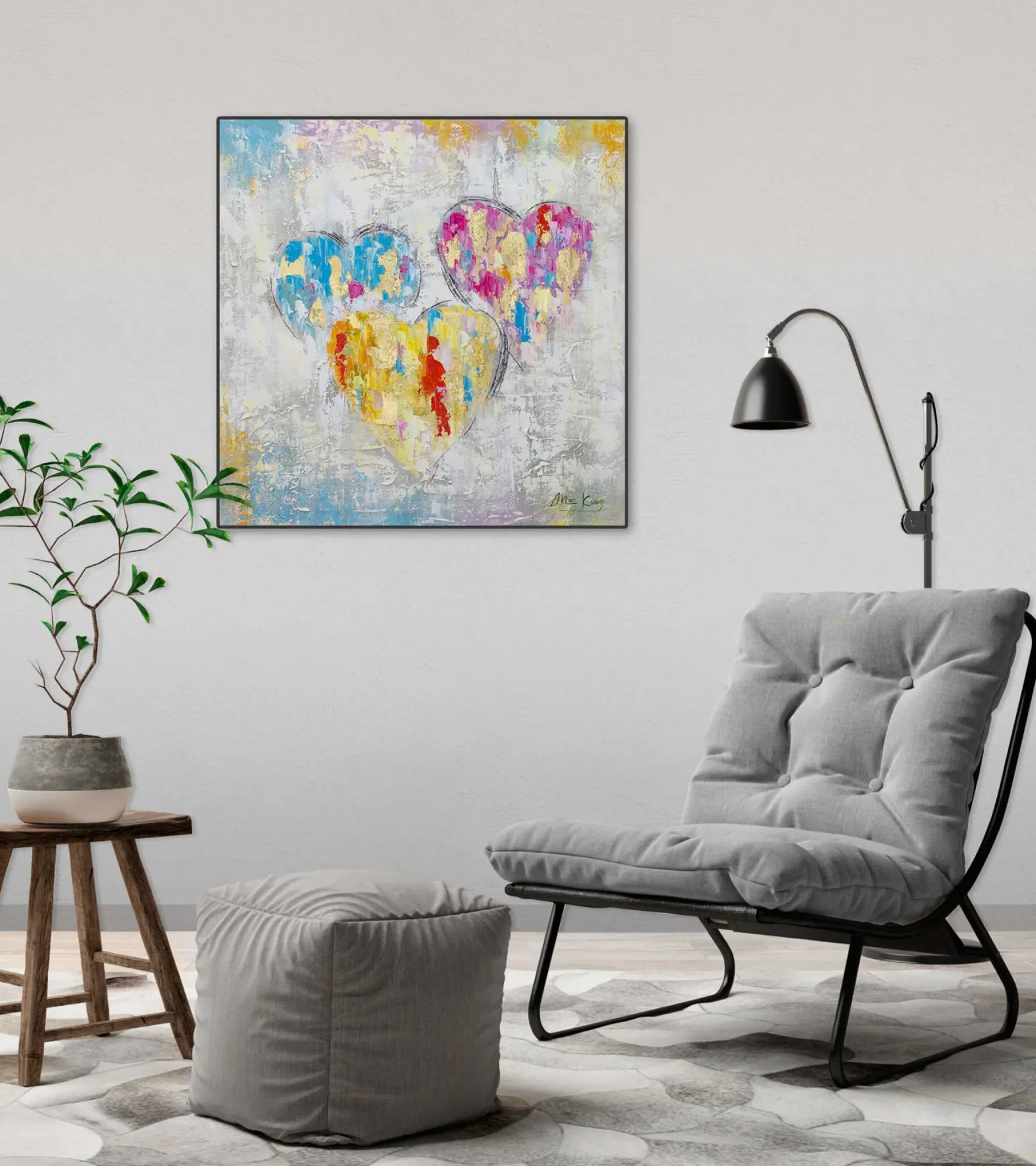 Handgemaltes Gemälde 'Ein Herzenswunsch' 60x60cm | inkl. Echtheitszertifikat