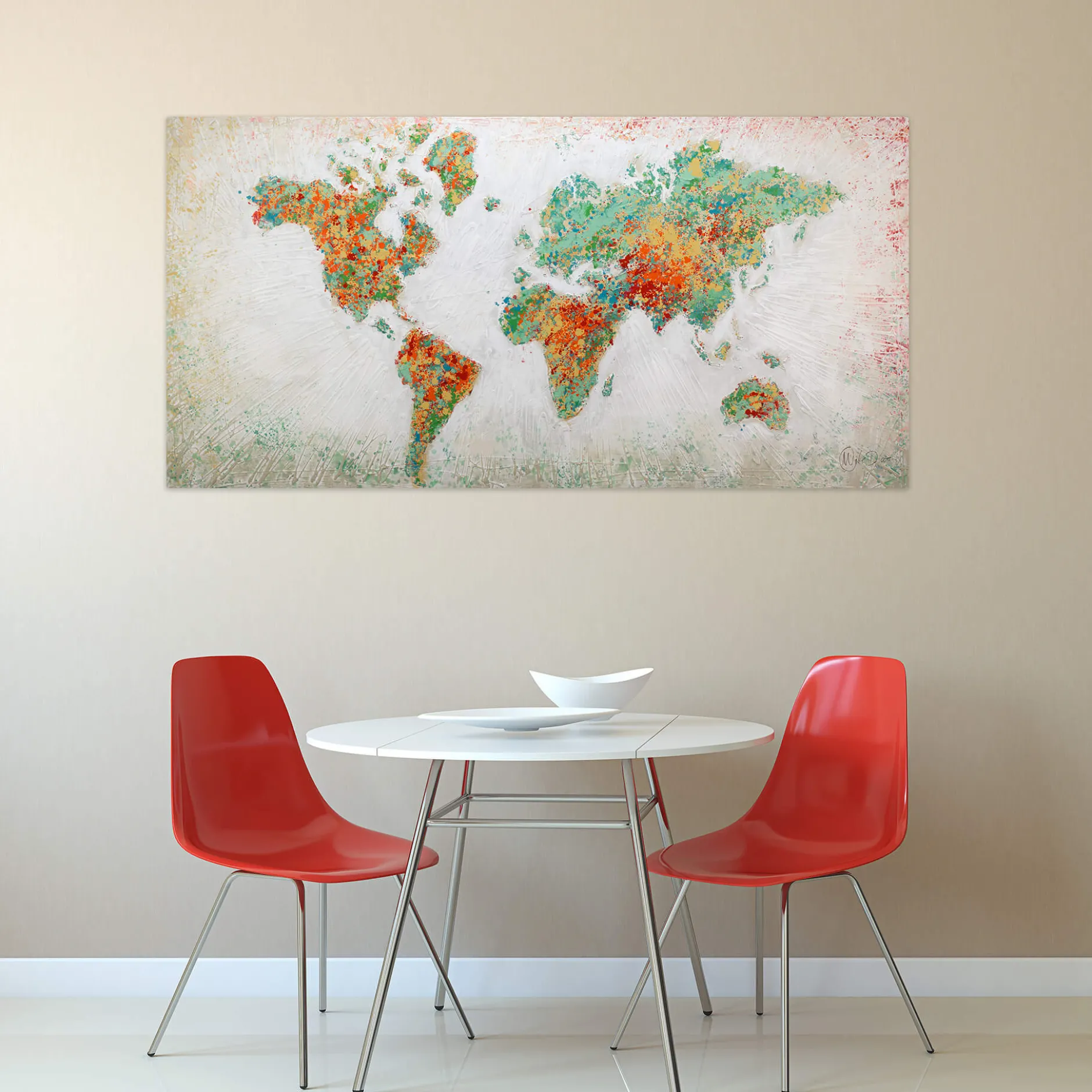 Handgemaltes Gemälde 'Einklang der Kontinente' 140x70cm | inkl. Echtheitszertifikat
