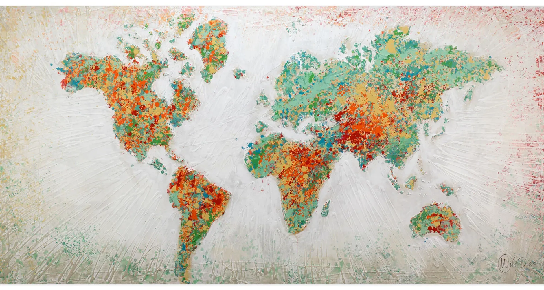 Handgemaltes Gemälde 'Einklang der Kontinente' 140x70cm | inkl. Echtheitszertifikat