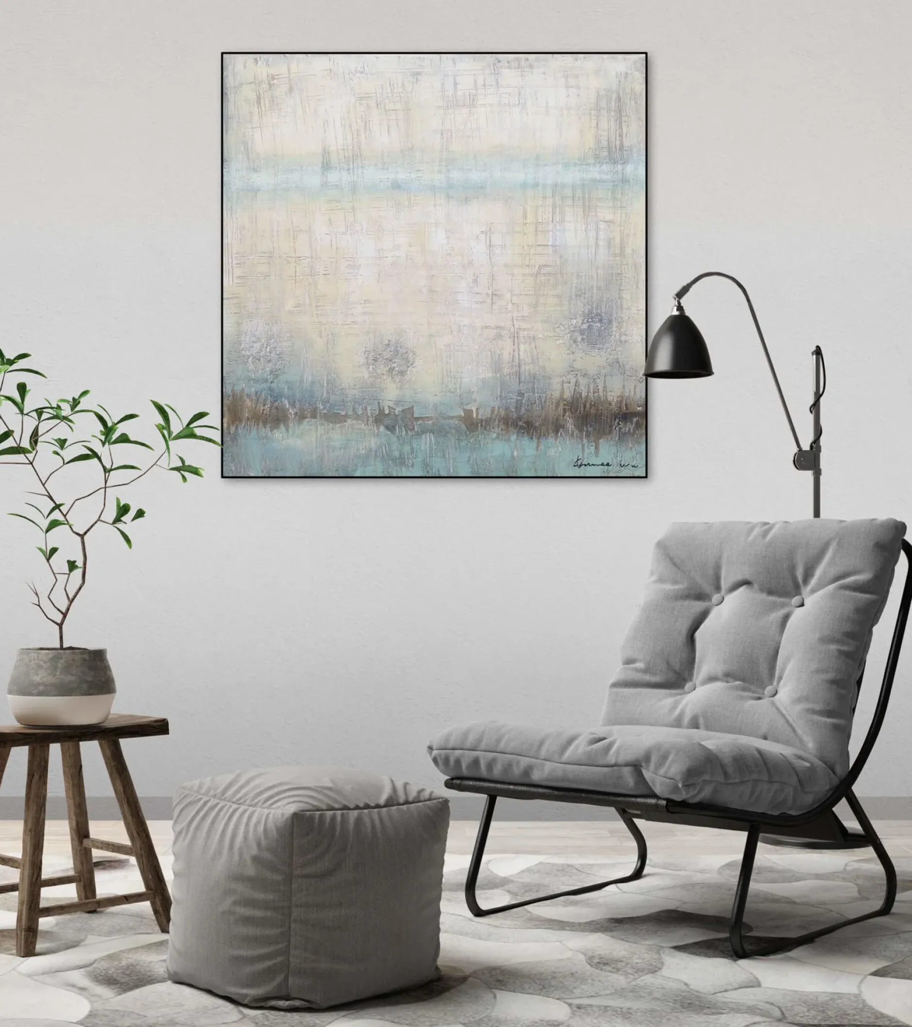Handgemaltes Gemälde 'Eventful Day' 80x80cm | inkl. Echtheitszertifikat
