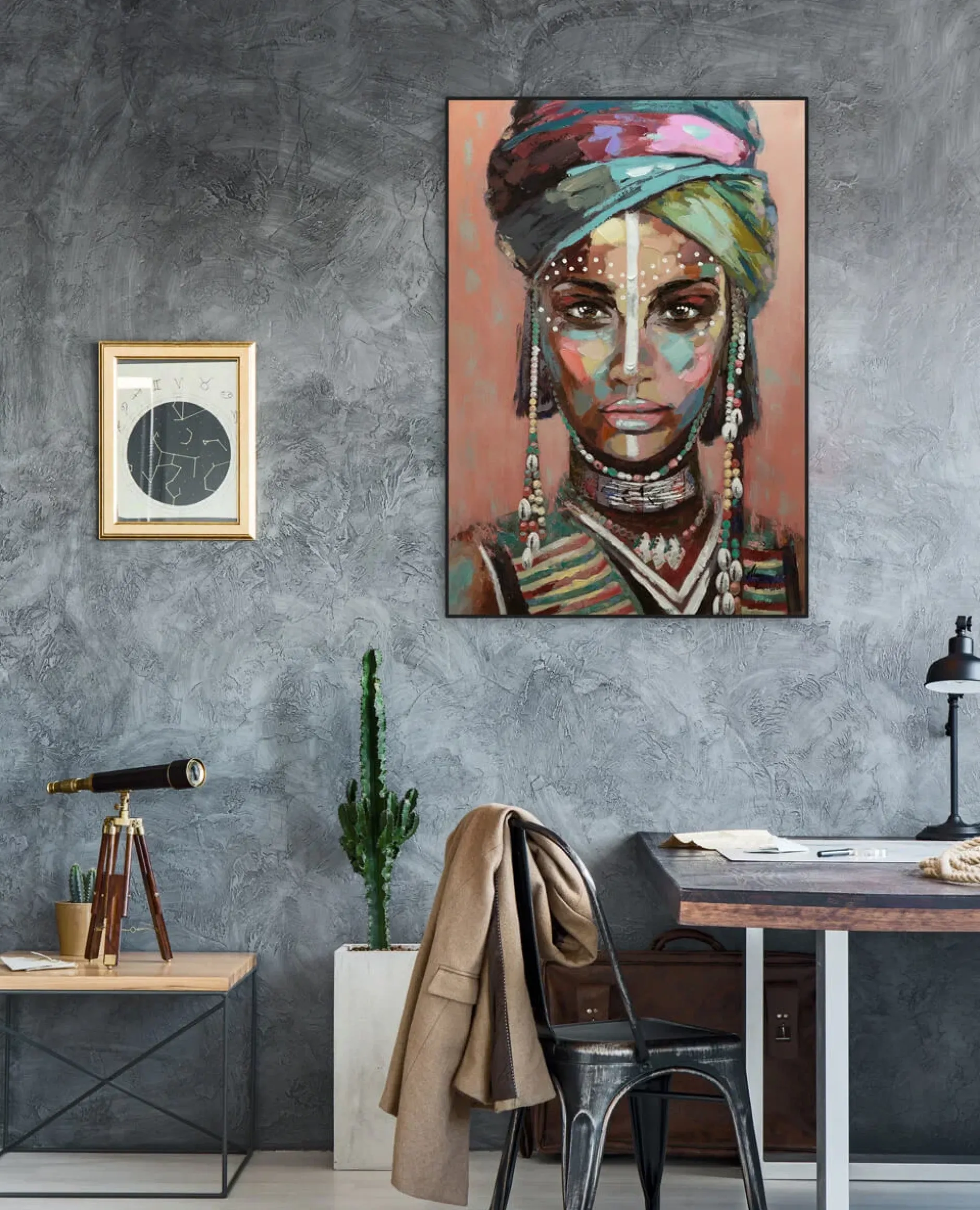 Handgemaltes Gemälde 'Exotische Schönheit' 70x100cm | inkl. Echtheitszertifikat