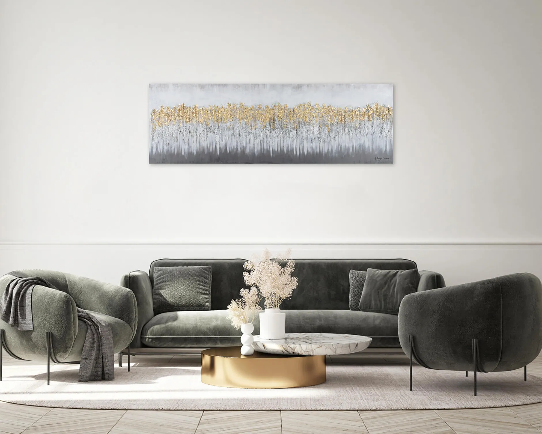 Handgemaltes Gemälde 'Fading Horizon' 150x50cm | inkl. Echtheitszertifikat