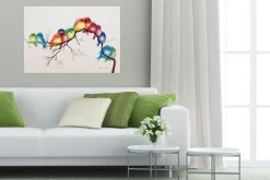 Handgemaltes Gemälde 'Farbengezwitscher' 100x70cm | inkl. Echtheitszertifikat