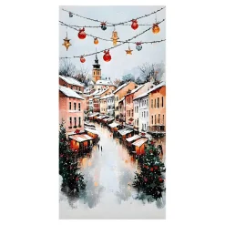 Handgemaltes Gemälde 'Festliche Winterstraße' | Echtheitszertifikat inklusive