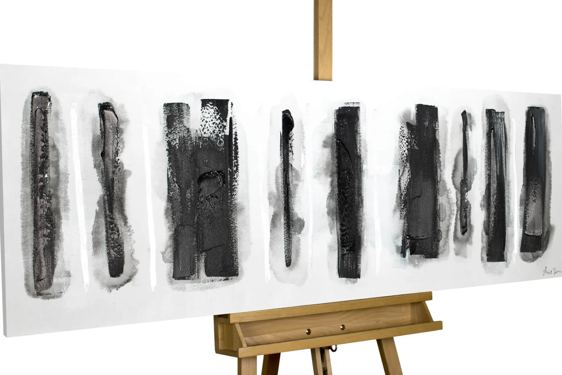 Handgemaltes Gemälde 'Fährten im Schnee' 150x50cm | inkl. Echtheitszertifikat