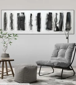 Handgemaltes Gemälde 'Fährten im Schnee' 150x50cm | inkl. Echtheitszertifikat