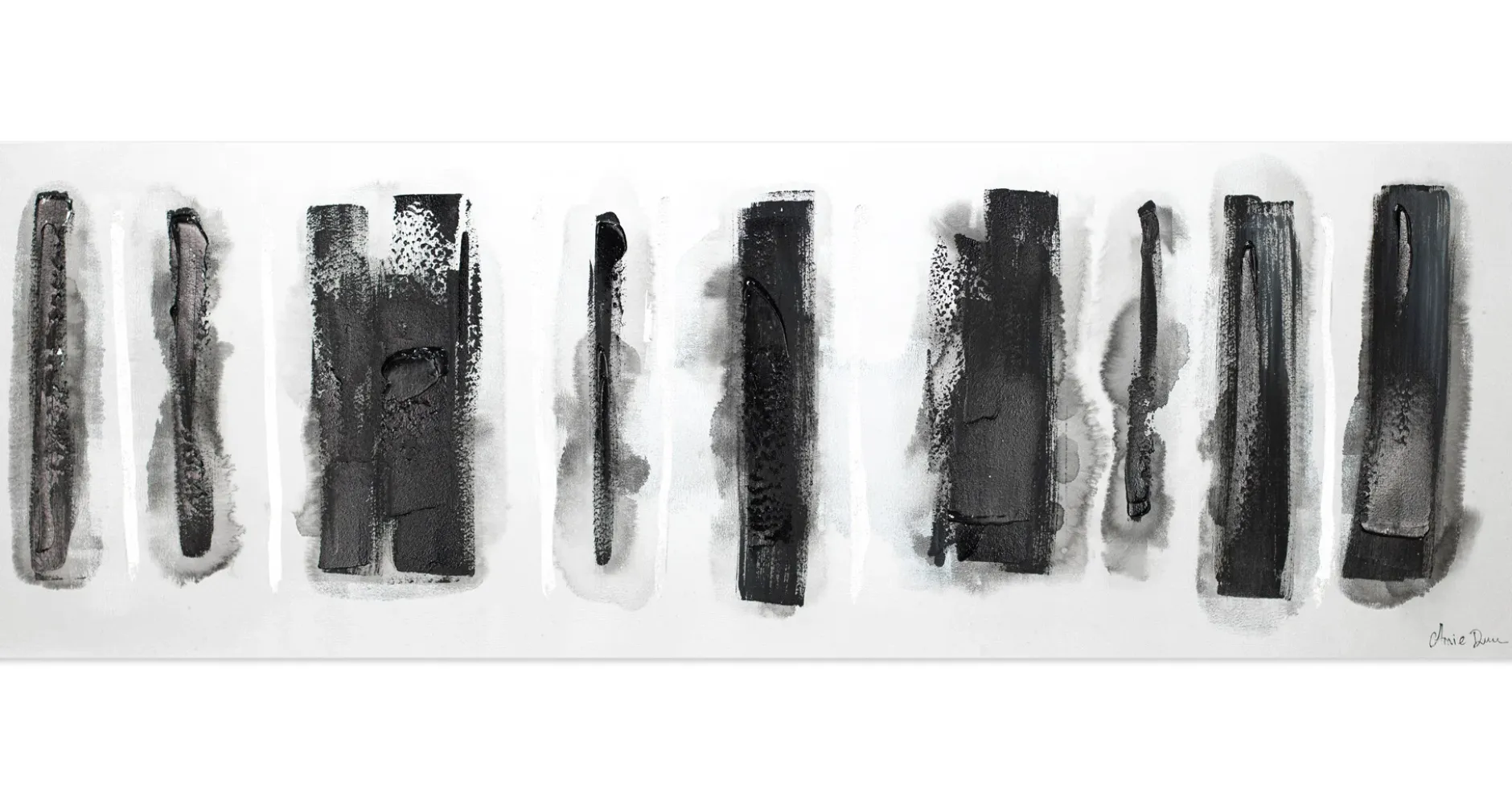 Handgemaltes Gemälde 'Fährten im Schnee' 150x50cm | inkl. Echtheitszertifikat