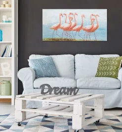Handgemaltes Gemälde 'Flamingoclique' 120x60cm | inkl. Echtheitszertifikat