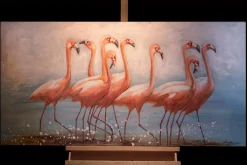 Handgemaltes Gemälde 'Flamingoclique' 120x60cm | inkl. Echtheitszertifikat