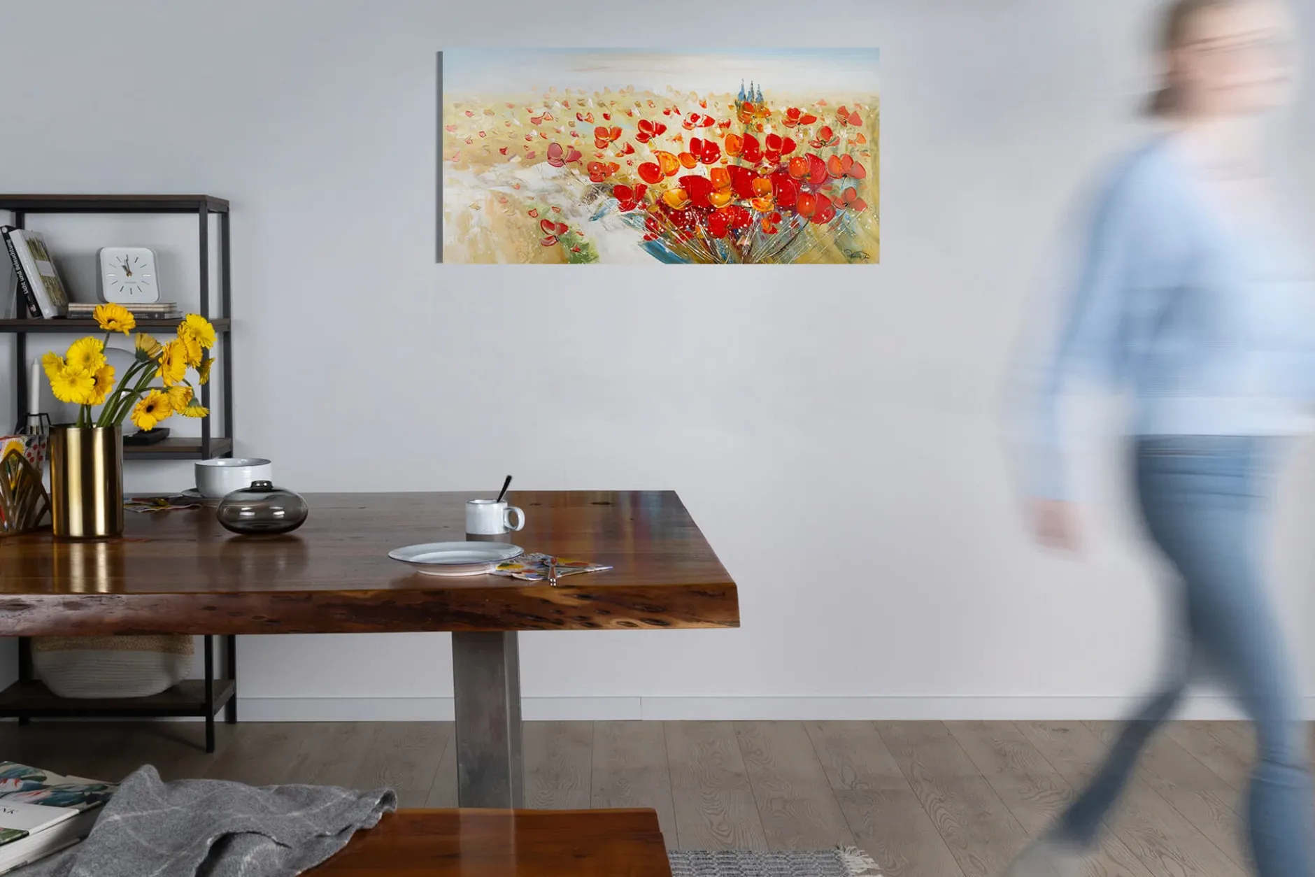 Handgemaltes Gemälde 'Flammende Blüten' 120x60cm | inkl. Echtheitszertifikat
