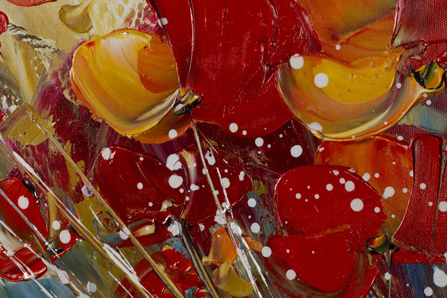 Handgemaltes Gemälde 'Flammende Blüten' 120x60cm | inkl. Echtheitszertifikat