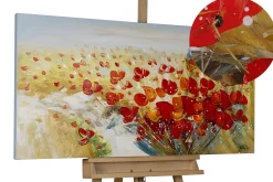 Handgemaltes Gemälde 'Flammende Blüten' 120x60cm | inkl. Echtheitszertifikat