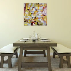 Handgemaltes Gemälde 'Flickenteppich in Pastell' 80x80cm | inkl. Echtheitszertifikat