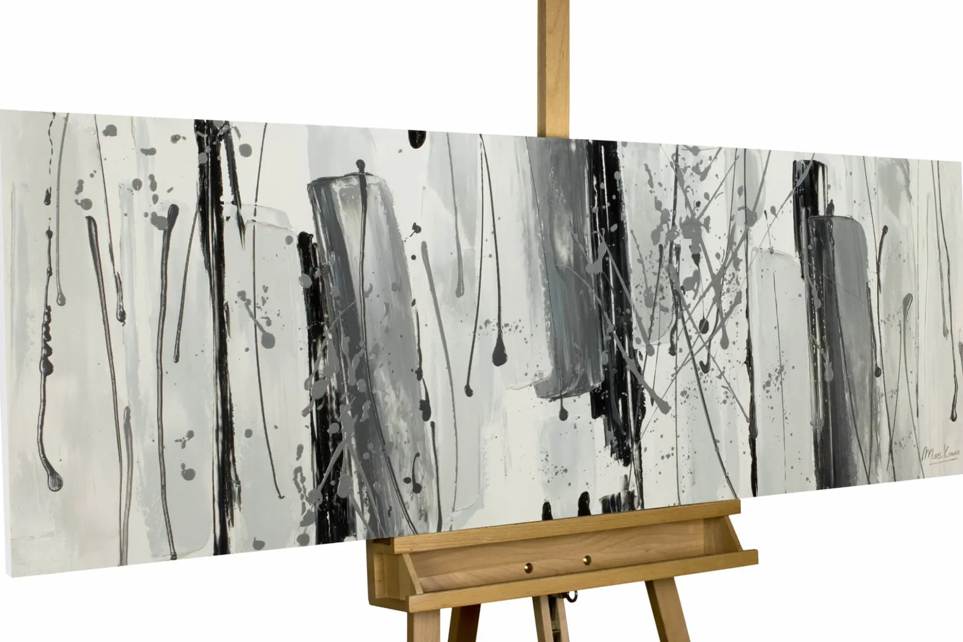 Handgemaltes Gemälde 'Fließende Asche' 150x50cm | inkl. Echtheitszertifikat