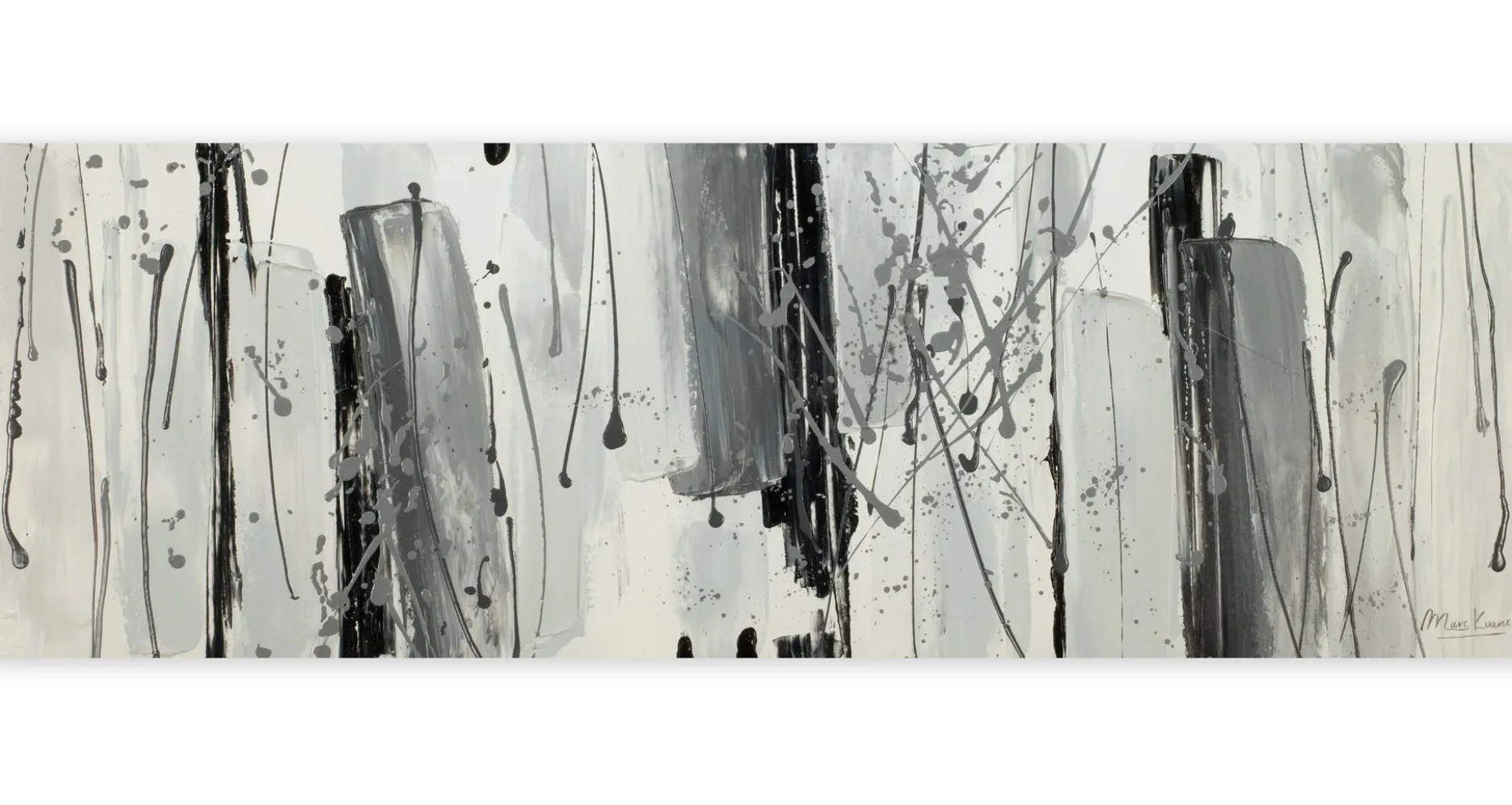 Handgemaltes Gemälde 'Fließende Asche' 150x50cm | inkl. Echtheitszertifikat