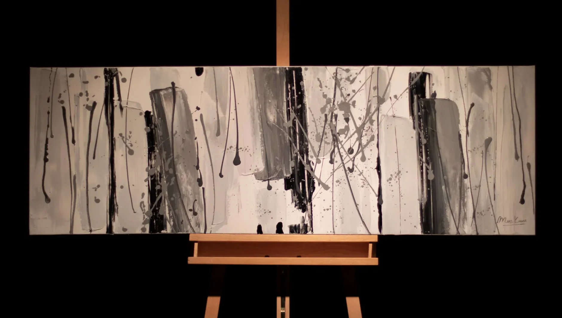 Handgemaltes Gemälde 'Fließende Asche' 150x50cm | inkl. Echtheitszertifikat