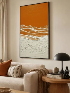 Handgemaltes Gemälde 'Fließender Orange Horizont' | Echtheitszertifikat inklusive