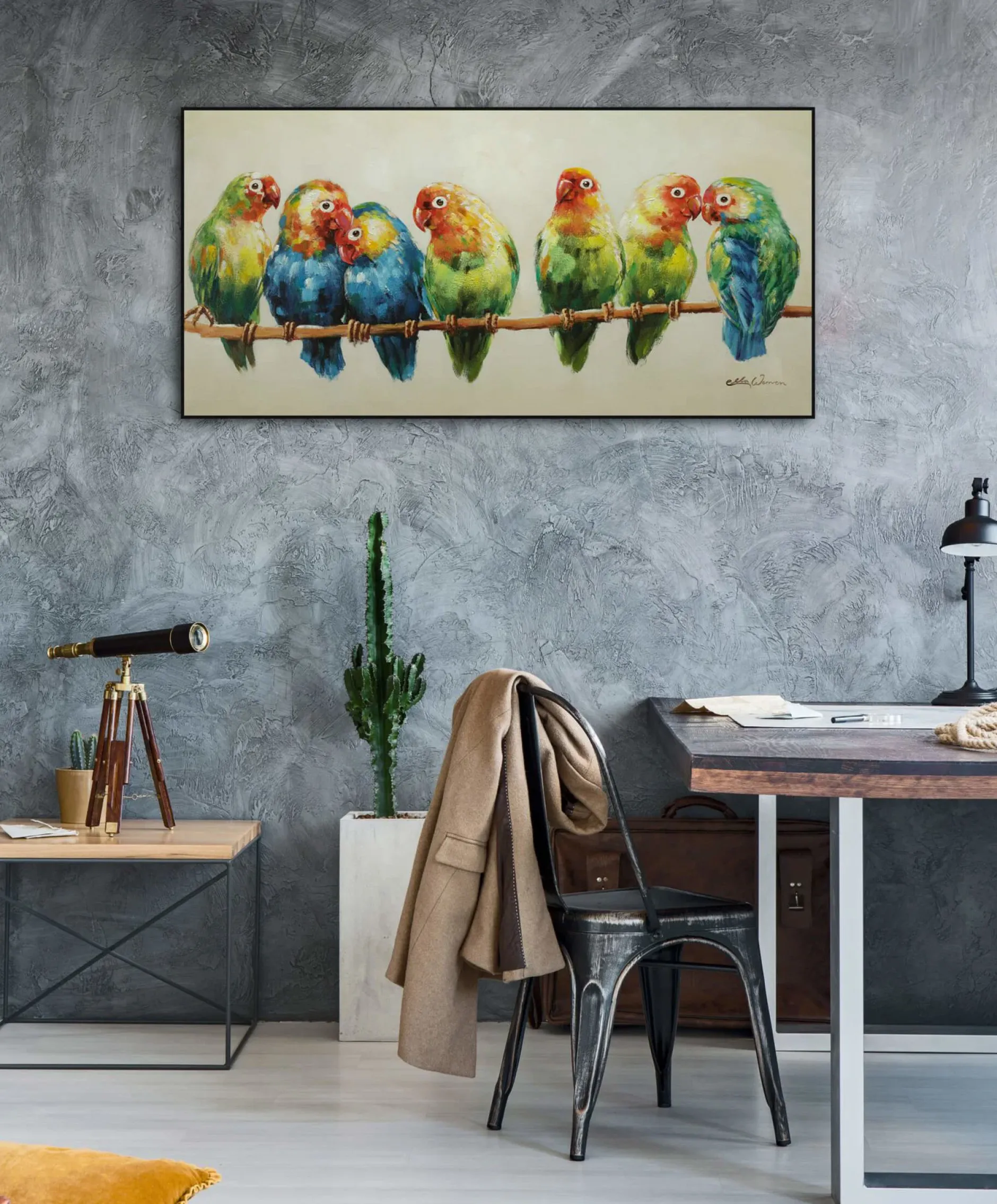 Handgemaltes Gemälde 'Flock Together' 120x60cm | inkl. Echtheitszertifikat