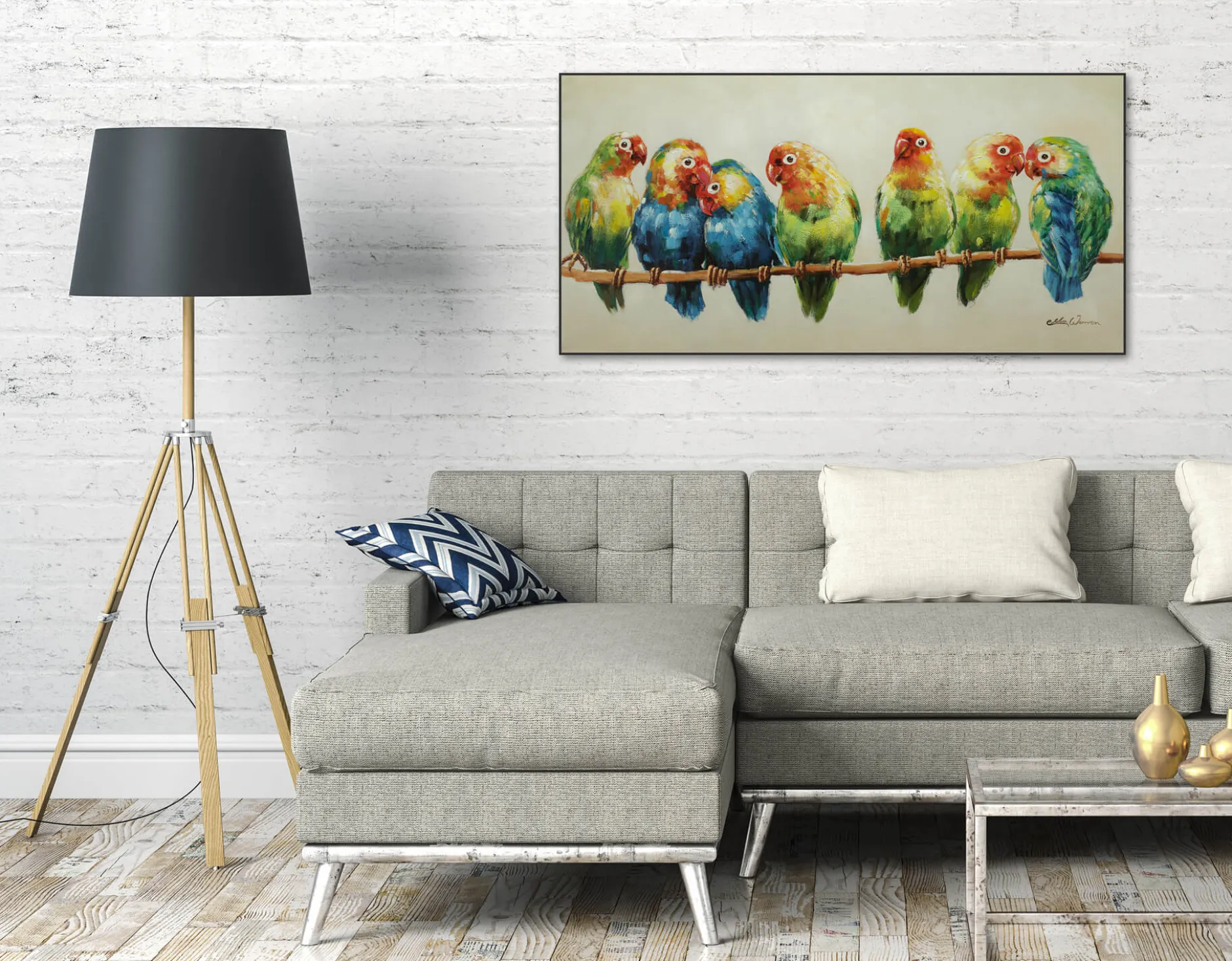 Handgemaltes Gemälde 'Flock Together' 120x60cm | inkl. Echtheitszertifikat