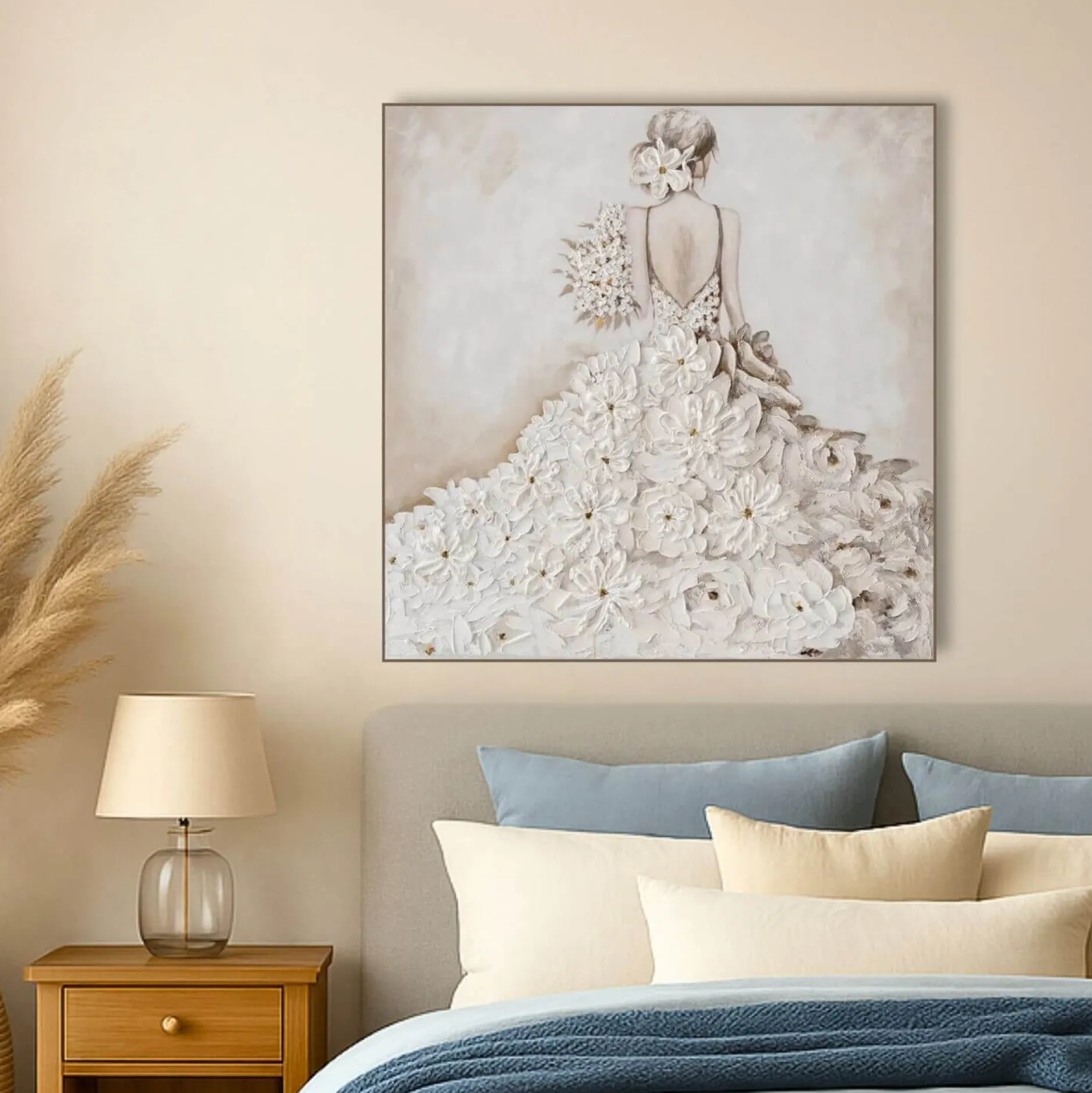 Handgemaltes Gemälde 'Floral Bride Bliss' 80x80cm | inkl. Echtheitszertifikat