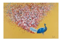 Handgemaltes Gemälde 'Floral Peacock' 90x60cm | inkl. Echtheitszertifikat