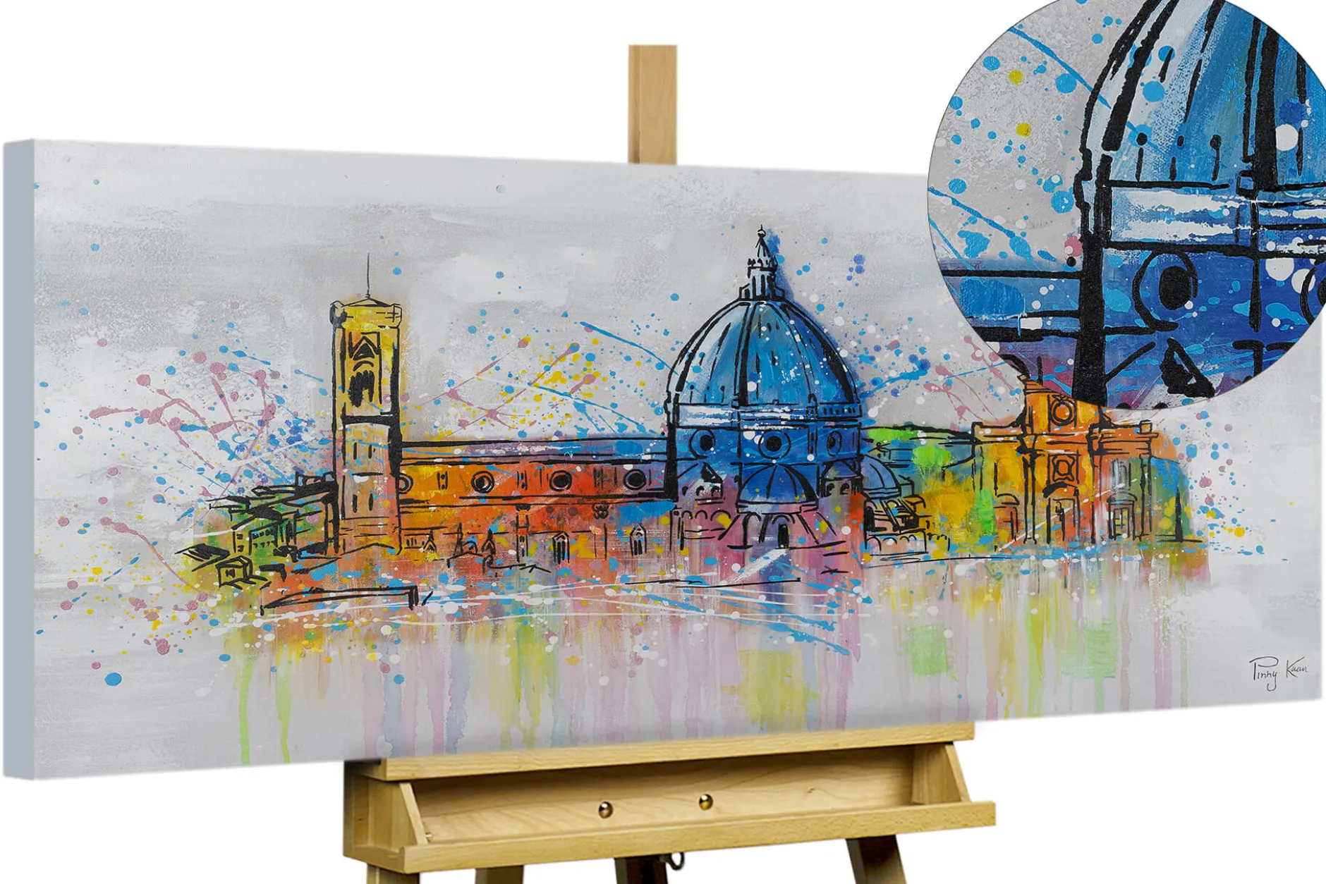 Handgemaltes Gemälde 'Florence Skyline Silhouette' 120x60cm | inkl. Echtheitszertifikat