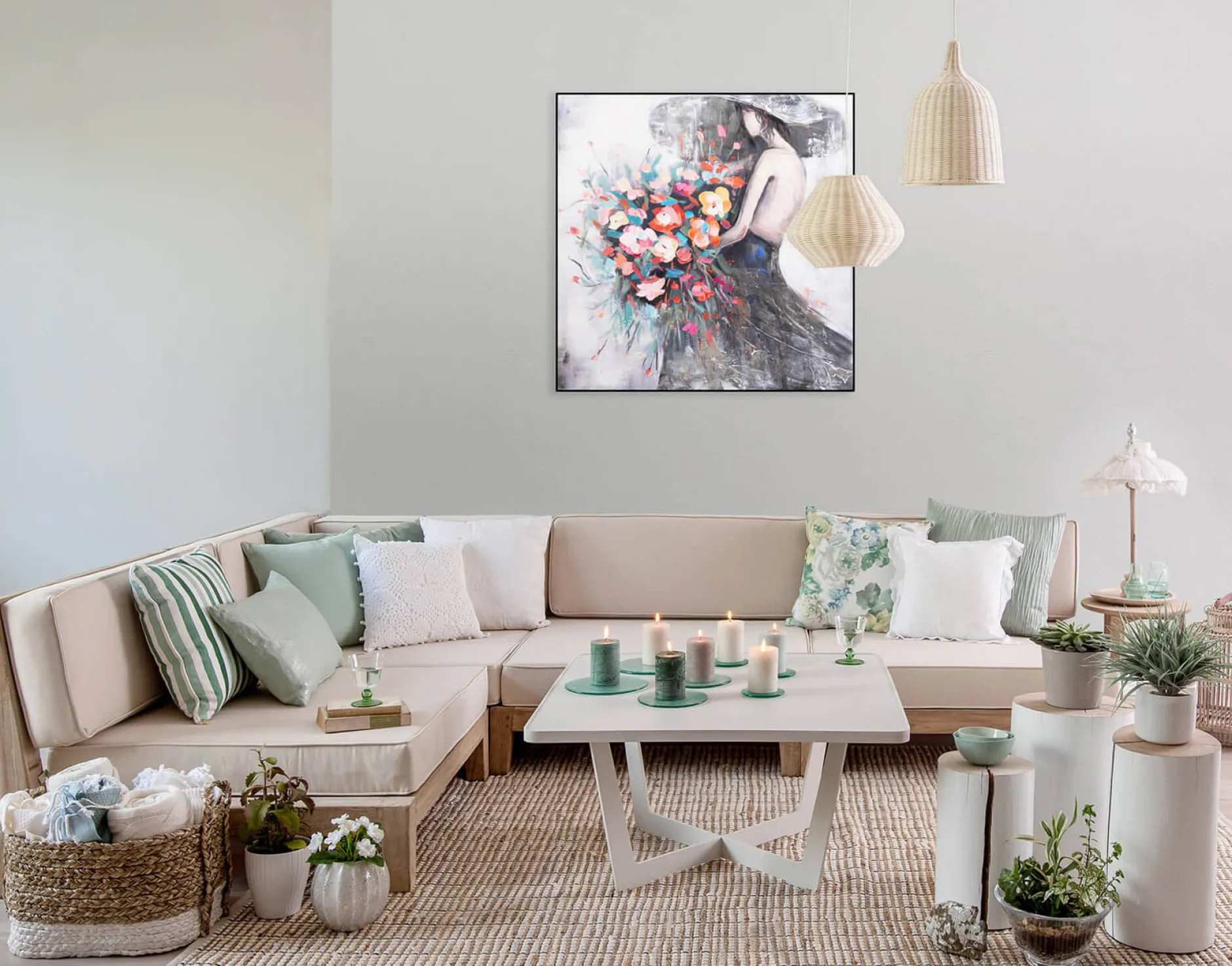 Handgemaltes Gemälde 'Flower Girl' 80x80cm | inkl. Echtheitszertifikat