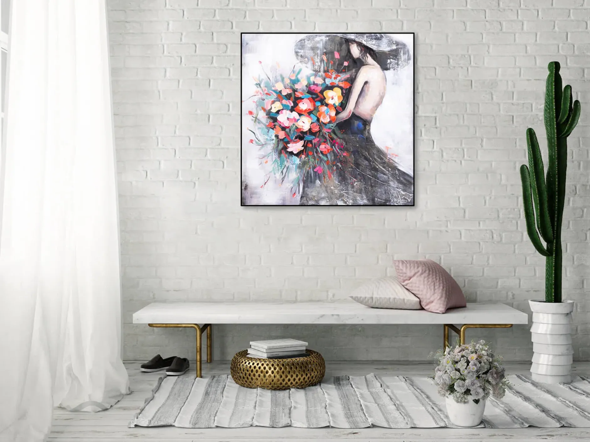 Handgemaltes Gemälde 'Flower Girl' 80x80cm | inkl. Echtheitszertifikat