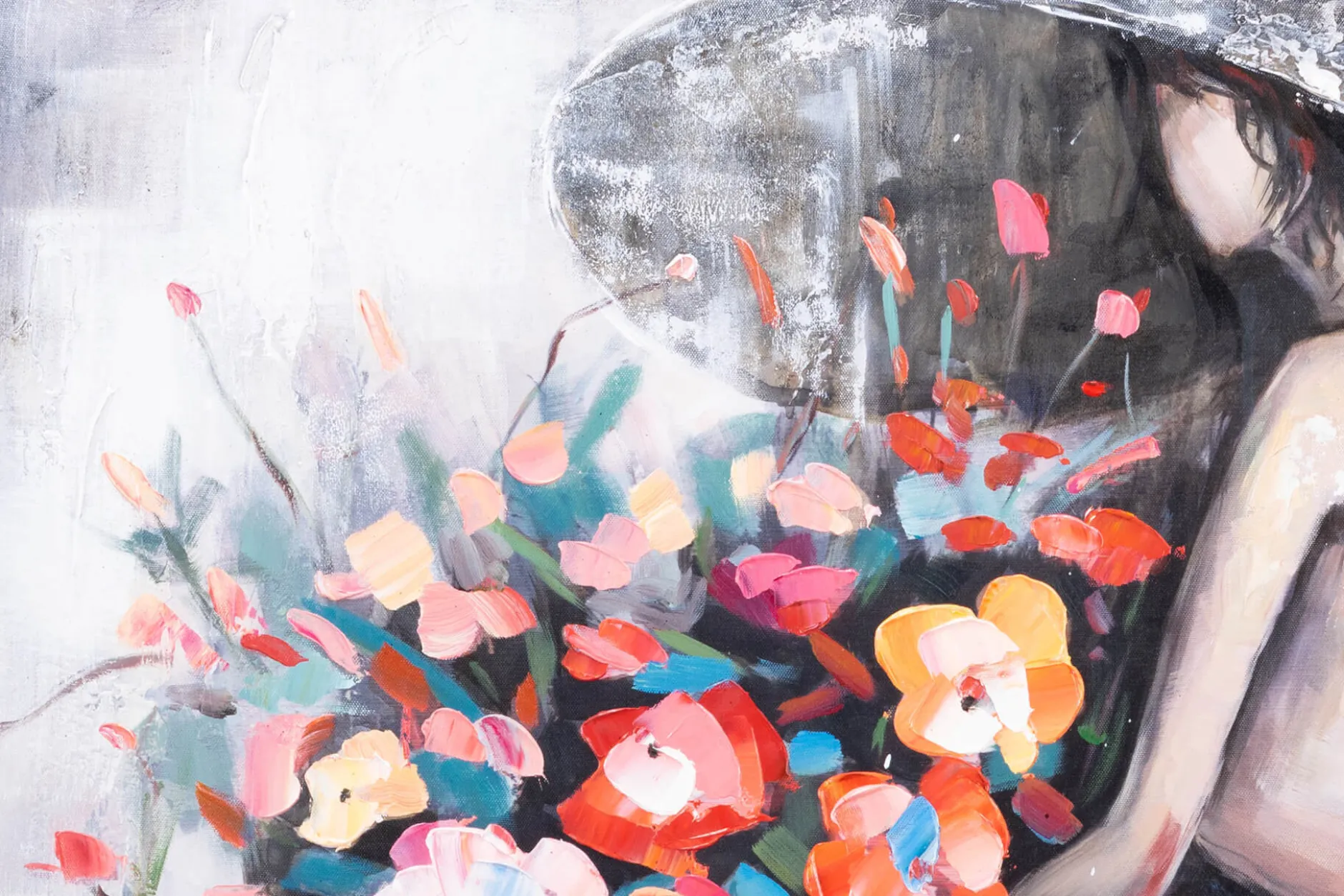 Handgemaltes Gemälde 'Flower Girl' 80x80cm | inkl. Echtheitszertifikat