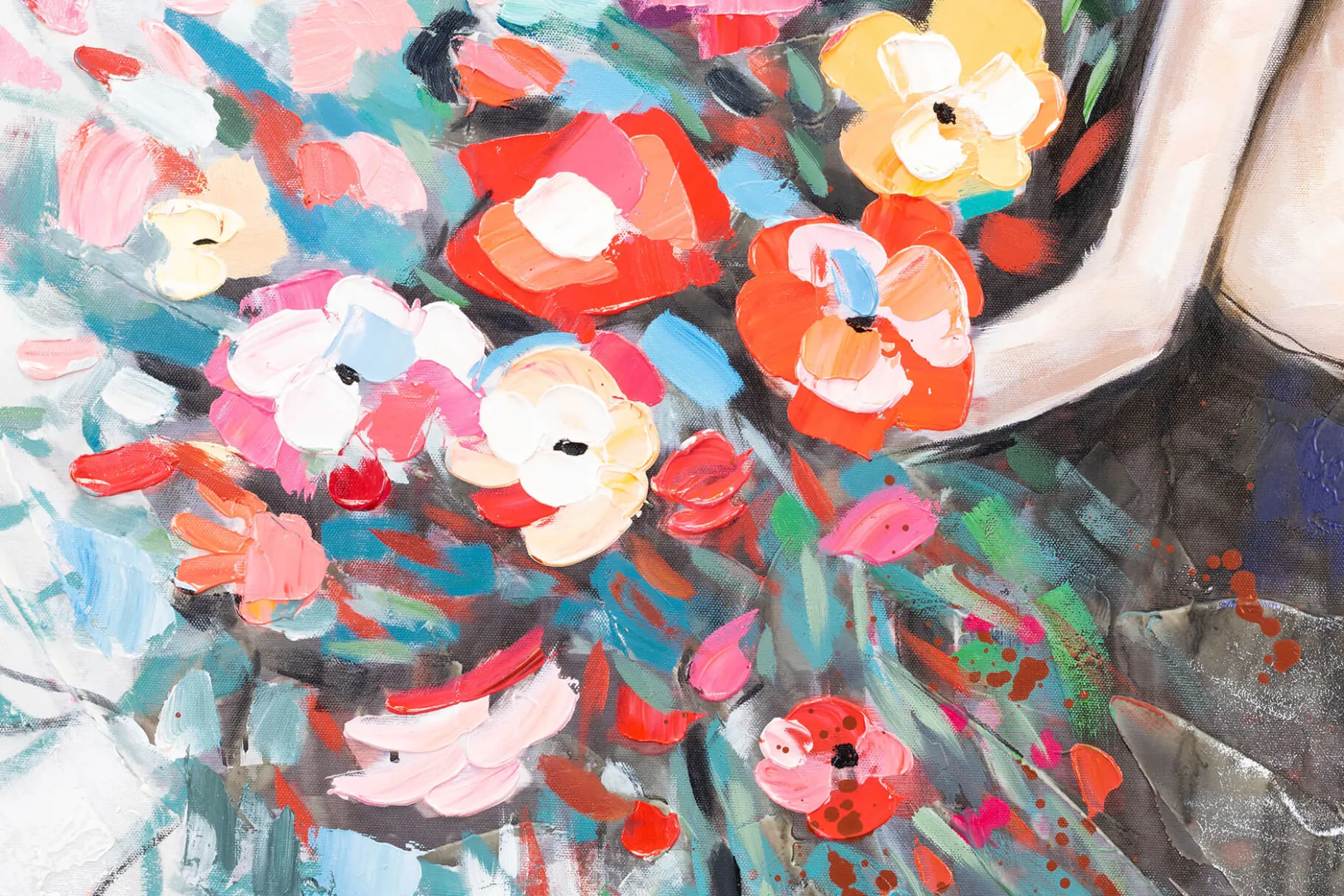 Handgemaltes Gemälde 'Flower Girl' 80x80cm | inkl. Echtheitszertifikat