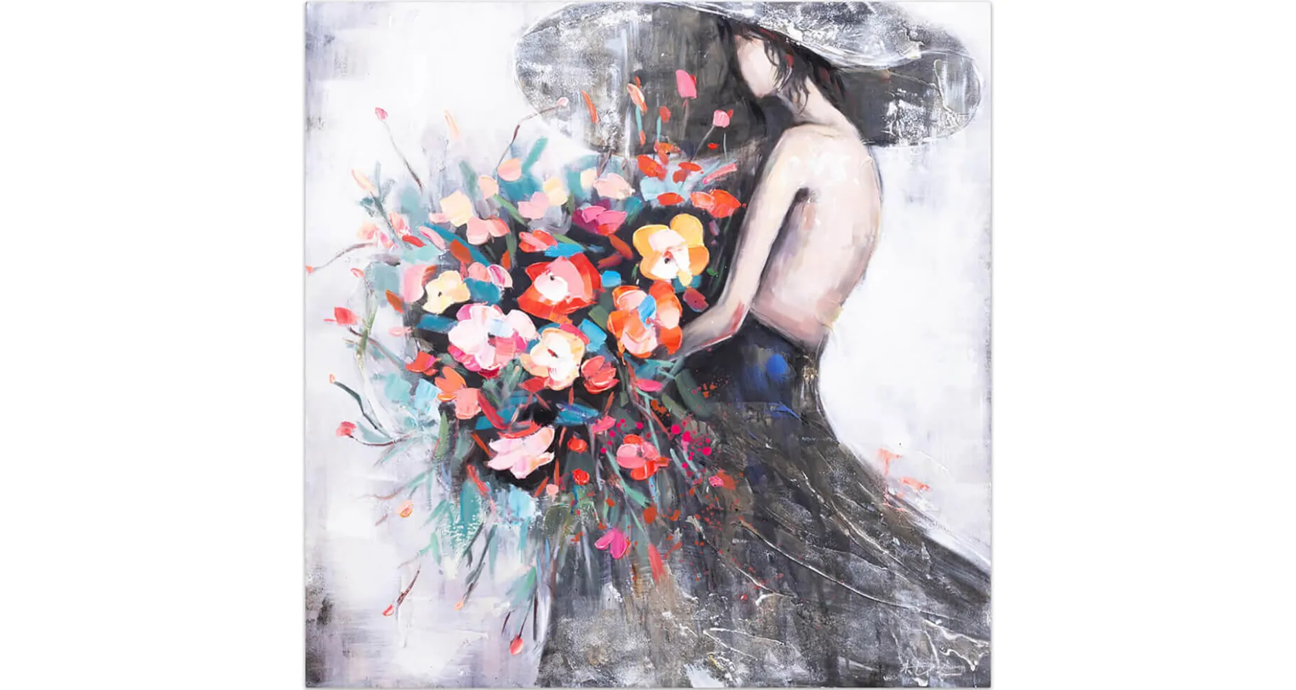 Handgemaltes Gemälde 'Flower Girl' 80x80cm | inkl. Echtheitszertifikat