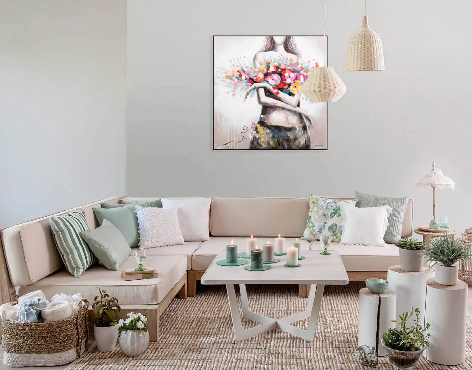 Handgemaltes Gemälde 'Flowery Temptation' 80x80cm | inkl. Echtheitszertifikat