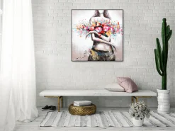 Handgemaltes Gemälde 'Flowery Temptation' 80x80cm | inkl. Echtheitszertifikat