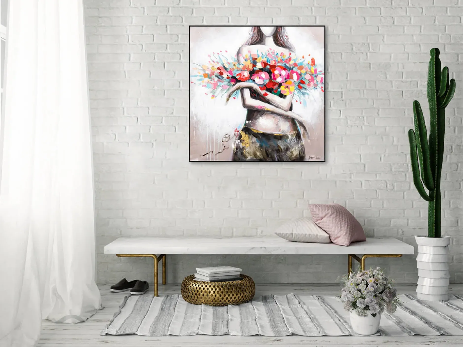 Handgemaltes Gemälde 'Flowery Temptation' 80x80cm | inkl. Echtheitszertifikat