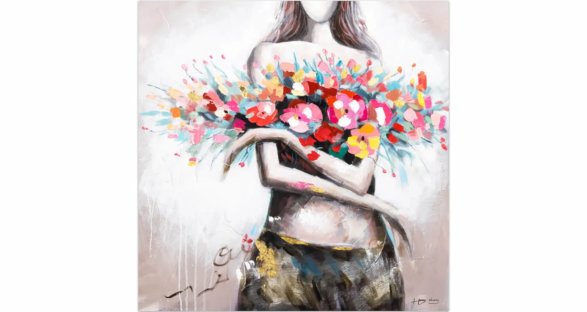 Handgemaltes Gemälde 'Flowery Temptation' 80x80cm | inkl. Echtheitszertifikat
