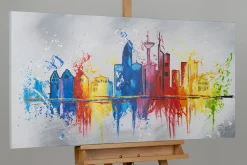 Handgemaltes Gemälde 'Frankfurt im Flug' 120x60cm | inkl. Echtheitszertifikat