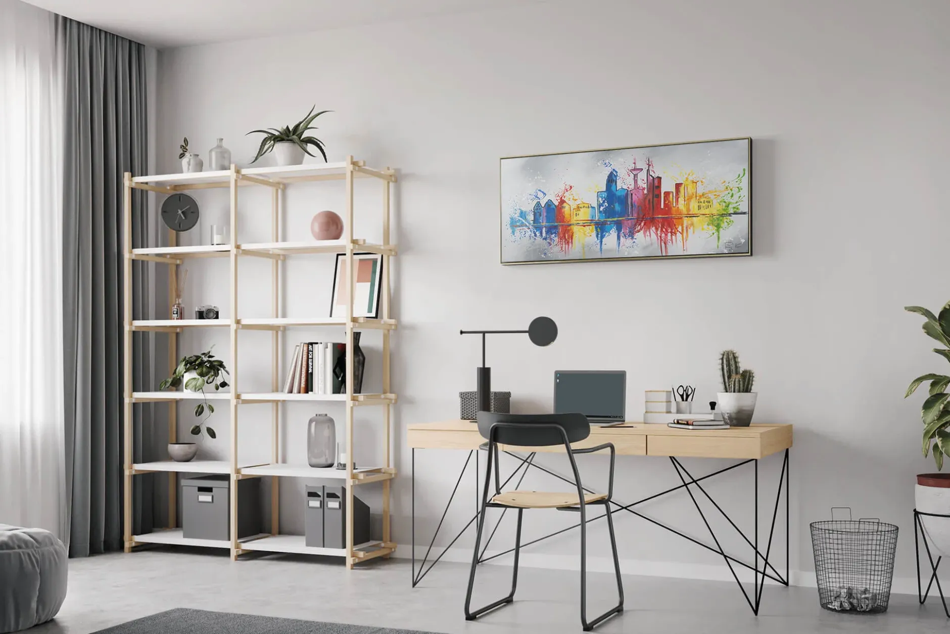 Handgemaltes Gemälde 'Frankfurt im Flug' 120x60cm | inkl. Echtheitszertifikat