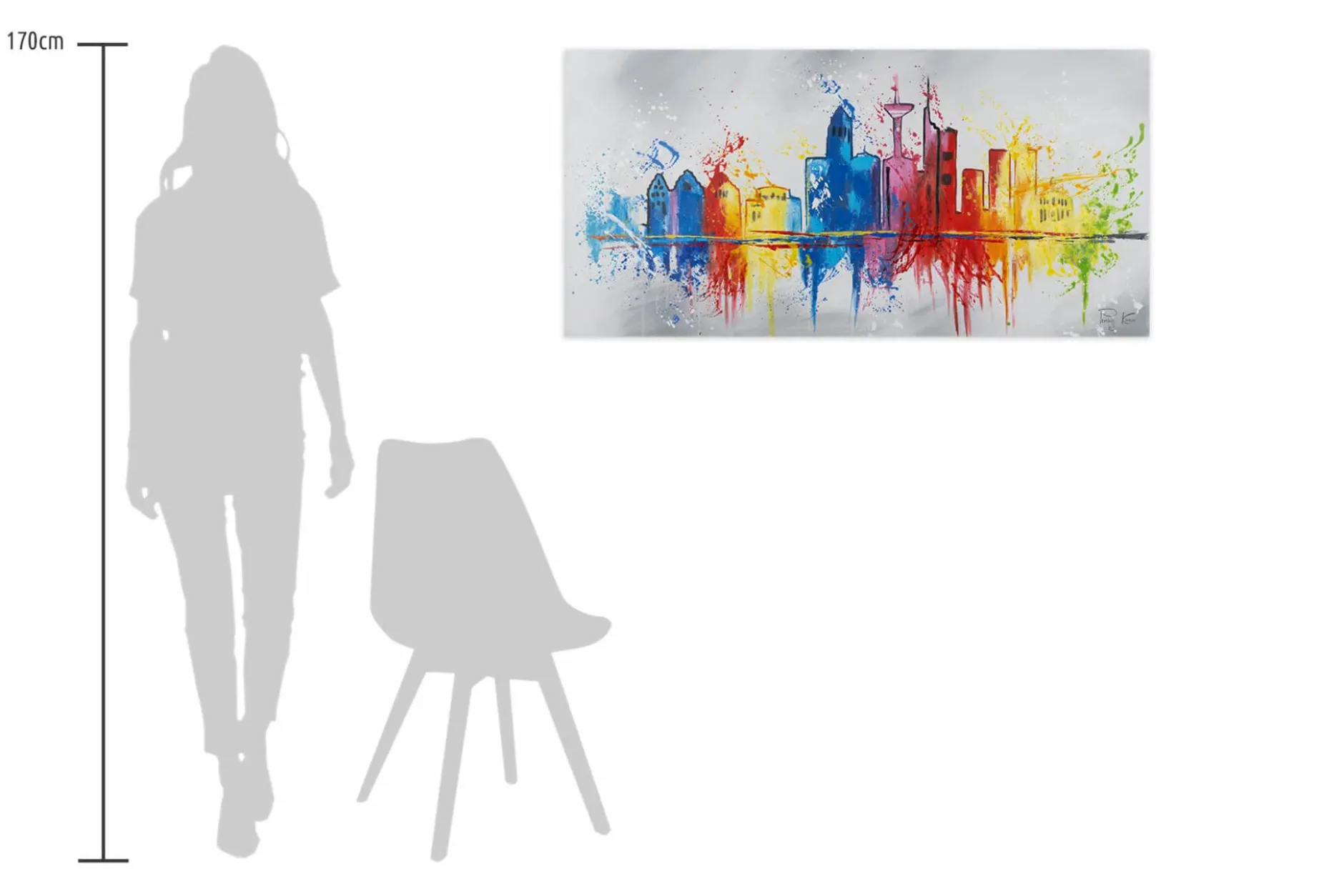 Handgemaltes Gemälde 'Frankfurt im Flug' 120x60cm | inkl. Echtheitszertifikat