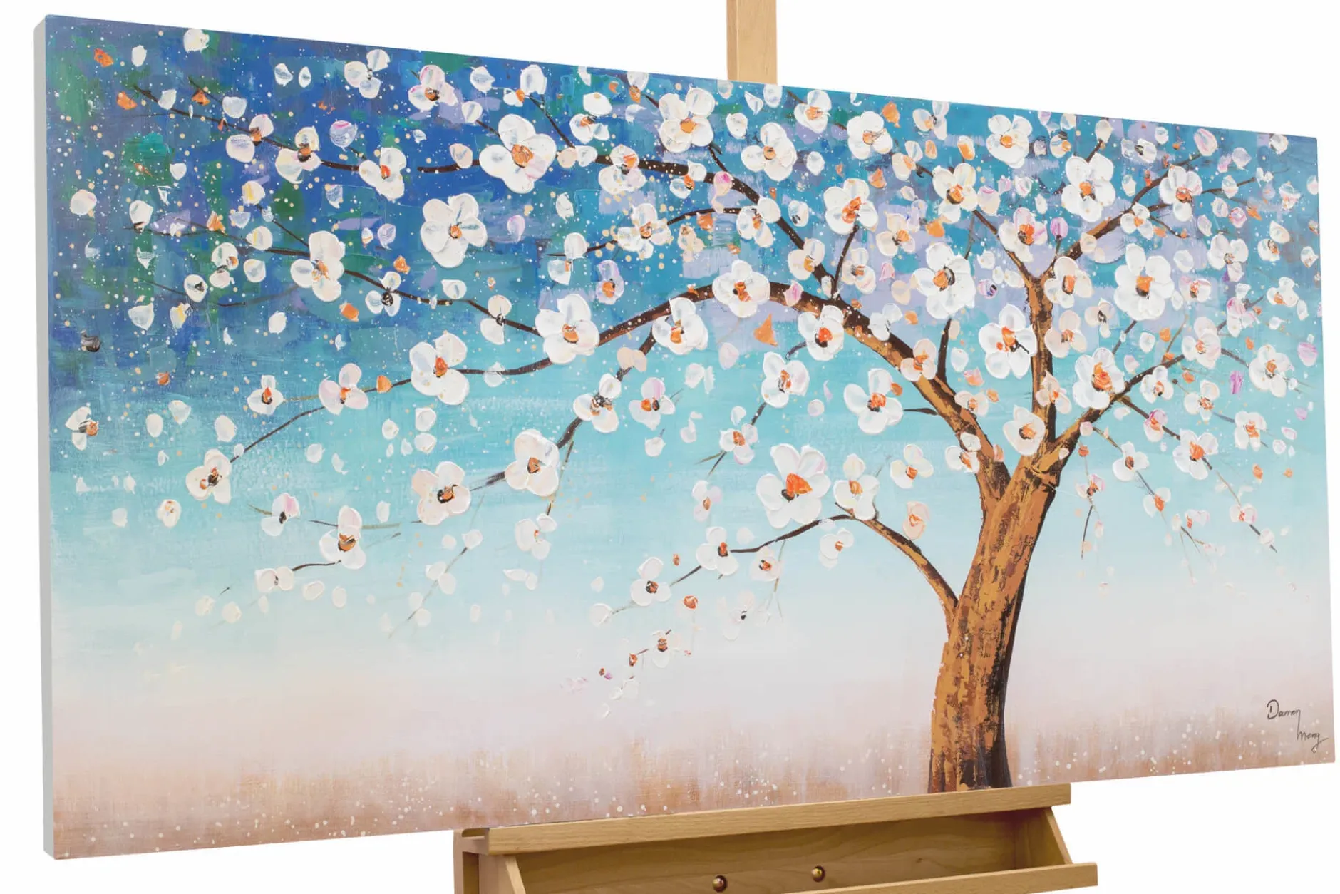 Handgemaltes Gemälde 'Frühlingsabend' 120x60cm | inkl. Echtheitszertifikat