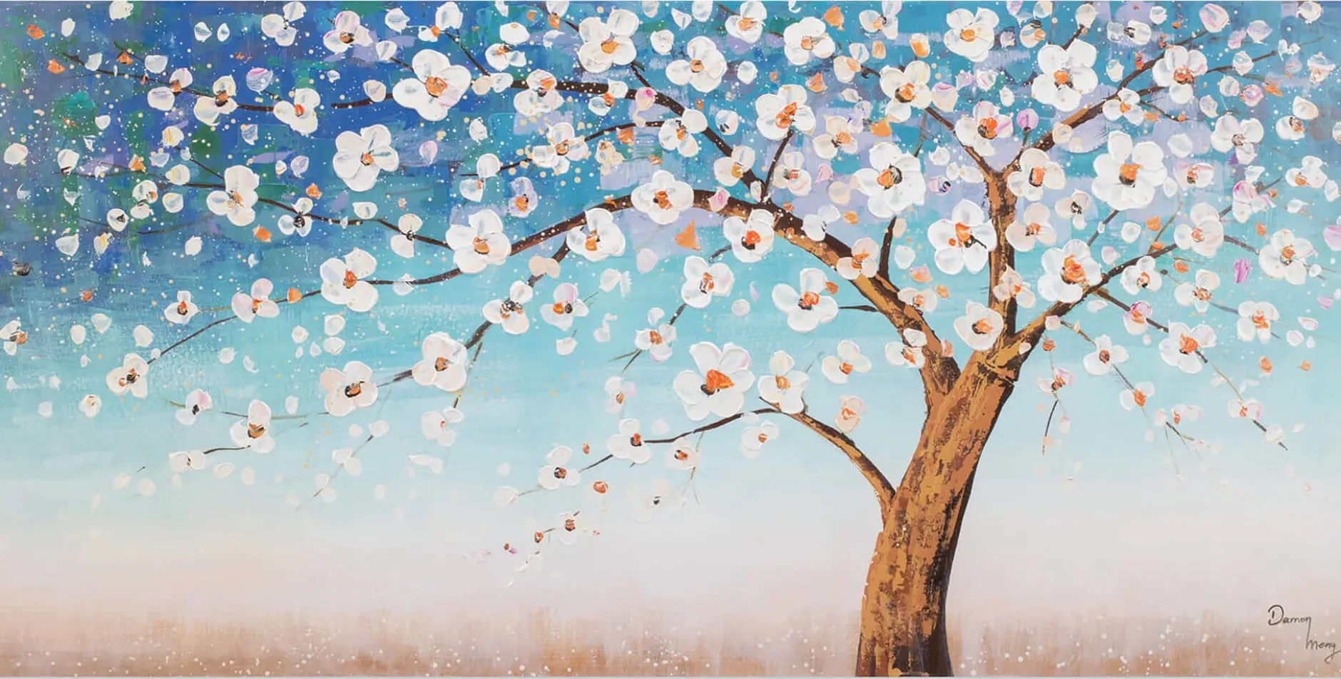 Handgemaltes Gemälde 'Frühlingsabend' 120x60cm | inkl. Echtheitszertifikat