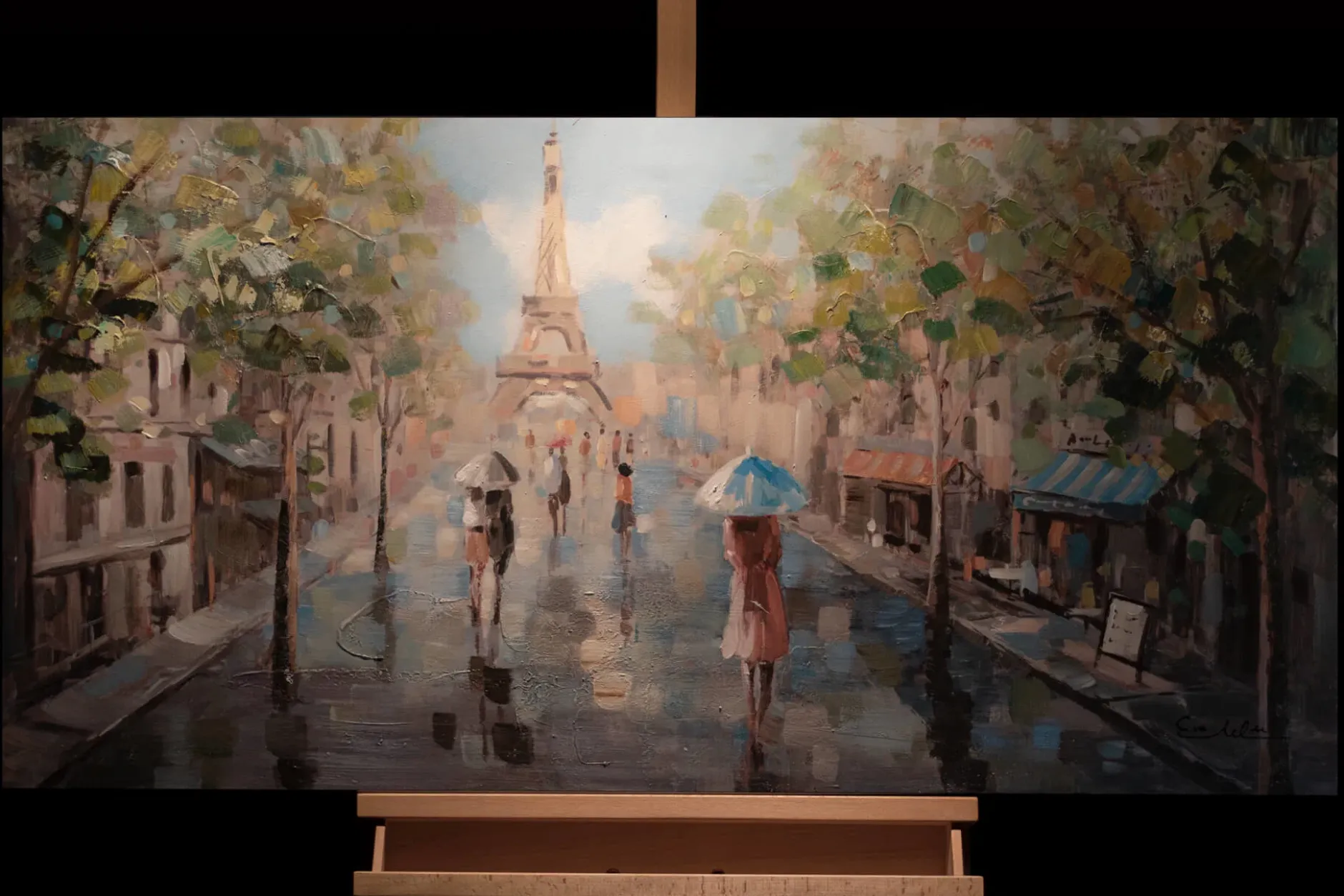 Handgemaltes Gemälde 'Frühling in Paris' 120x60cm | inkl. Echtheitszertifikat