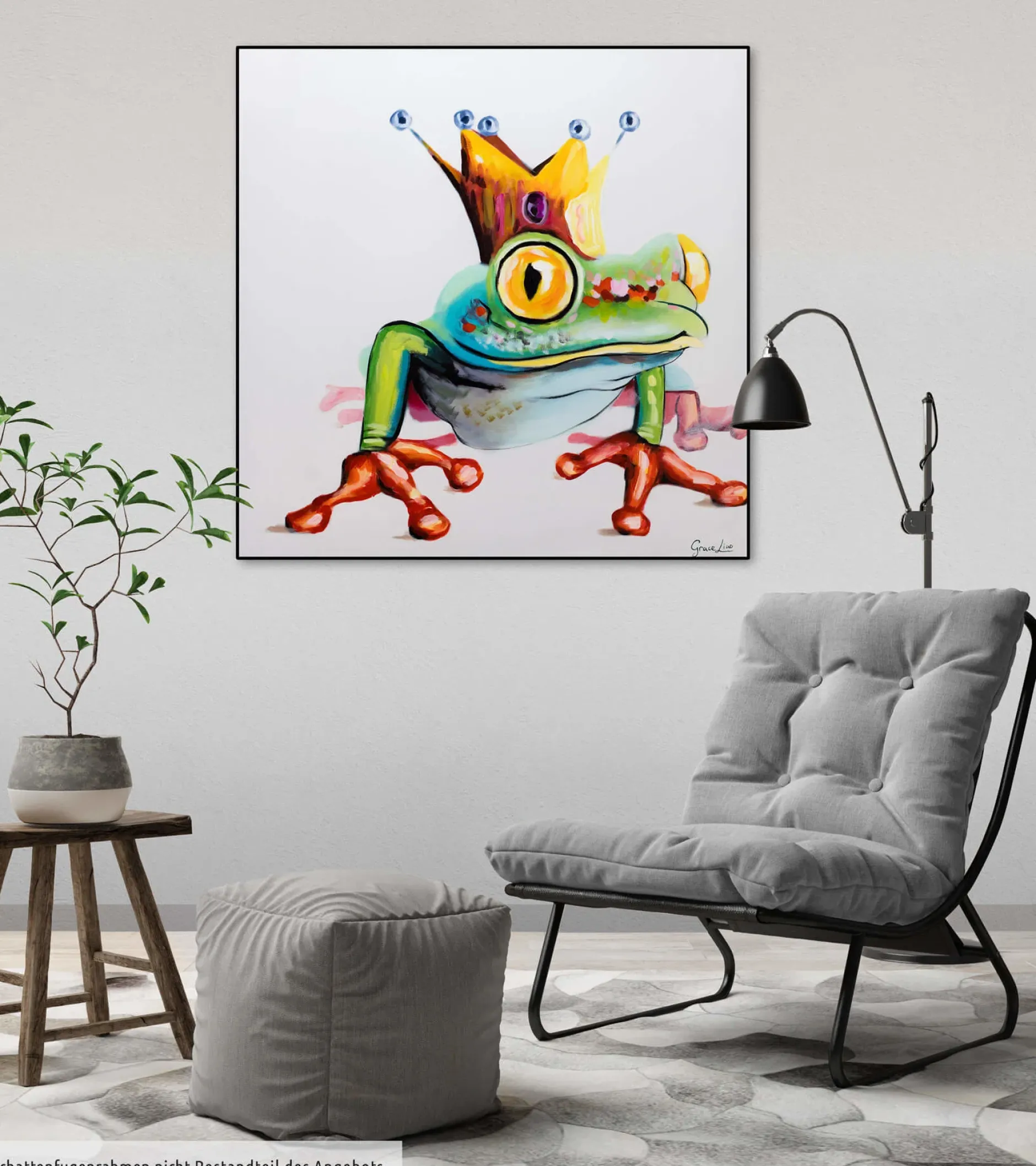 Handgemaltes Gemälde 'Froschkönig' 80x80cm | inkl. Echtheitszertifikat