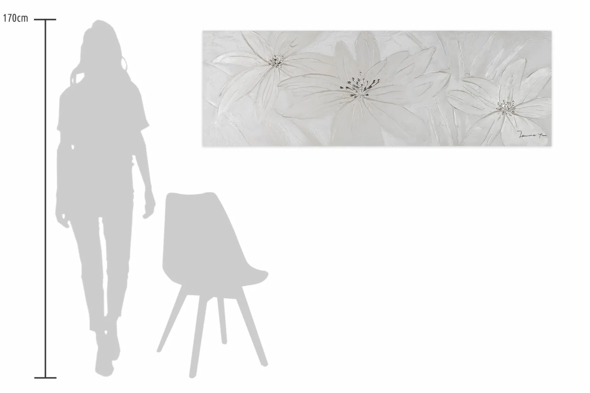 Handgemaltes Gemälde 'Frozen Flowers' 150x50cm | inkl. Echtheitszertifikat