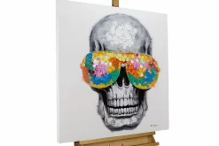 Handgemaltes Gemälde 'Funky Totenkopf' 80x80cm | inkl. Echtheitszertifikat