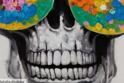 Handgemaltes Gemälde 'Funky Totenkopf' 80x80cm | inkl. Echtheitszertifikat