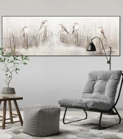 Handgemaltes Gemälde 'Gesang der Vögel' 150x50cm | inkl. Echtheitszertifikat