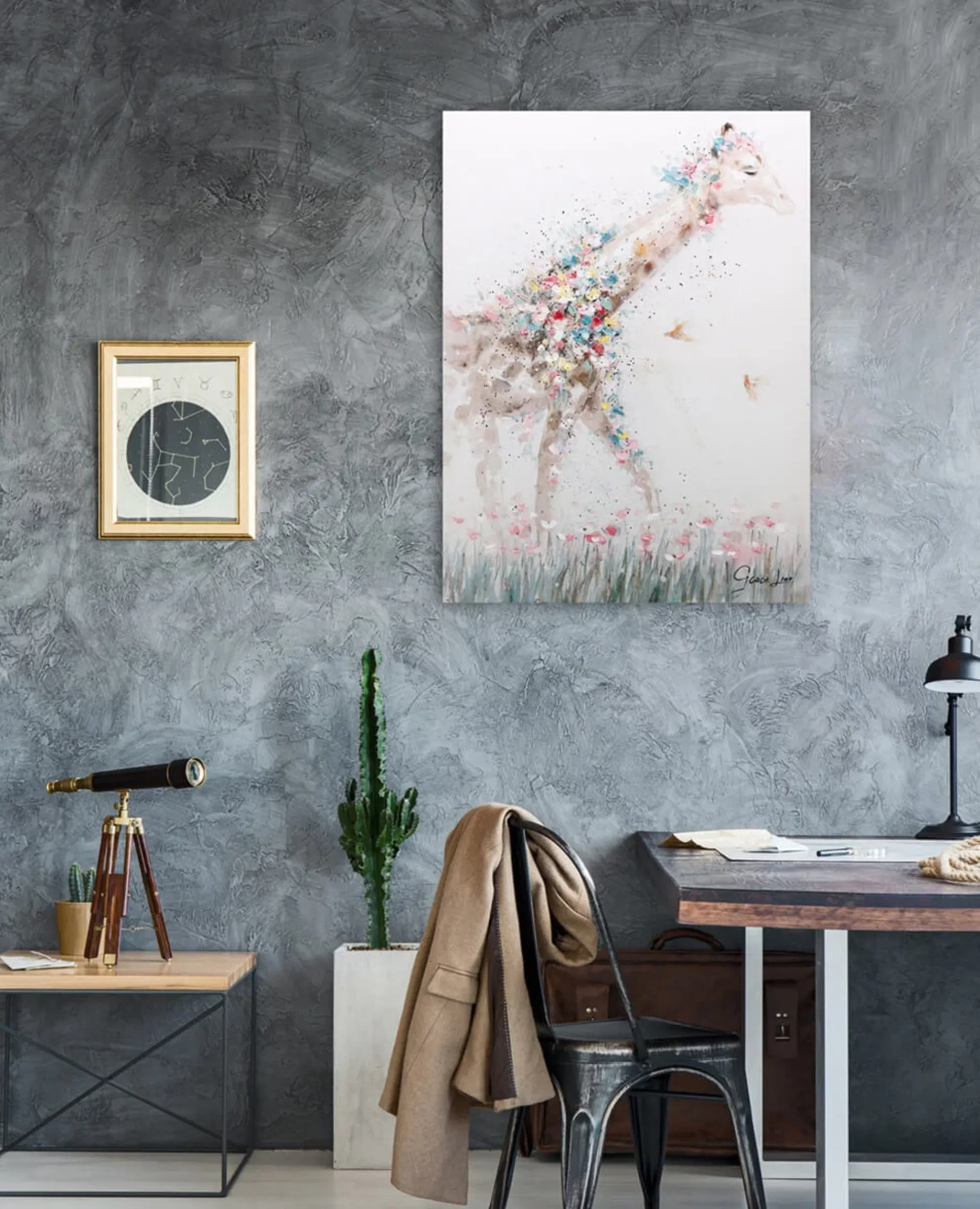 Handgemaltes Gemälde 'Giraffe Princess' 75x100cm | inkl. Echtheitszertifikat
