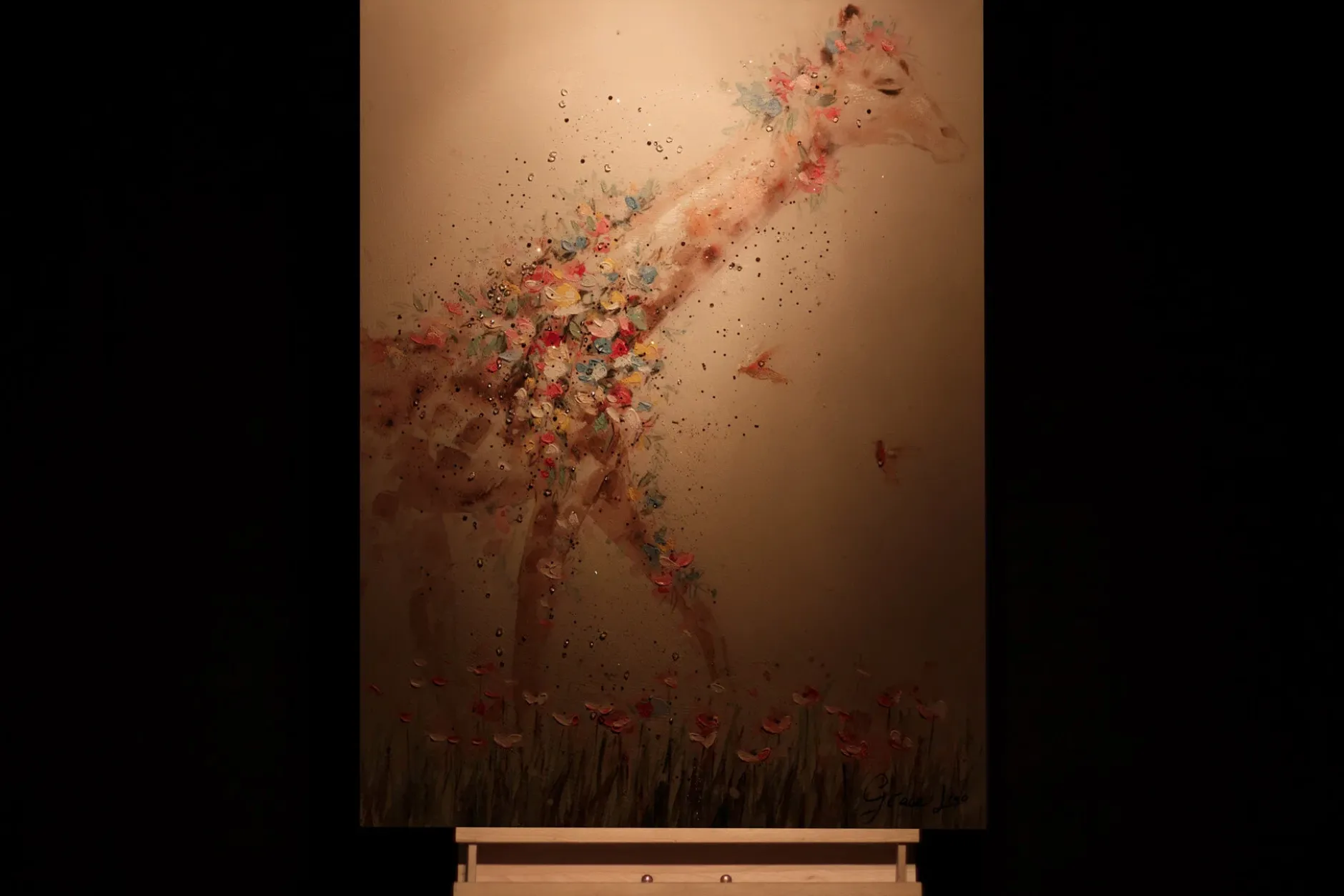 Handgemaltes Gemälde 'Giraffe Princess' 75x100cm | inkl. Echtheitszertifikat